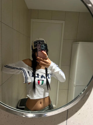 Italia cropped long-sleeved jersey