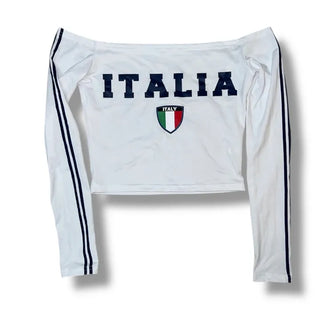 Italia cropped long-sleeved jersey
