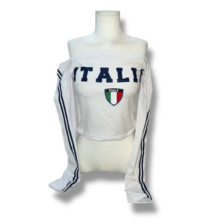 Italia cropped long-sleeved jersey
