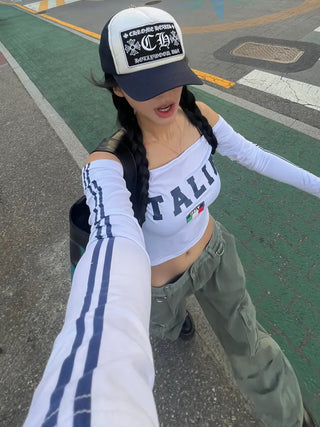Italia cropped long-sleeved jersey