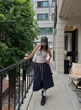 Banding bermuda herringbone carpenter pants