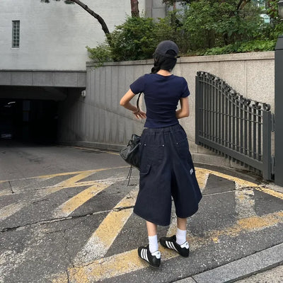 Banding bermuda herringbone carpenter pants