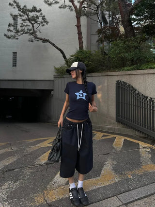 Banding bermuda herringbone carpenter pants