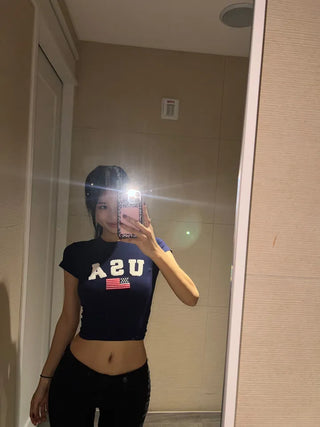USA Poggle Letter Crop Tee