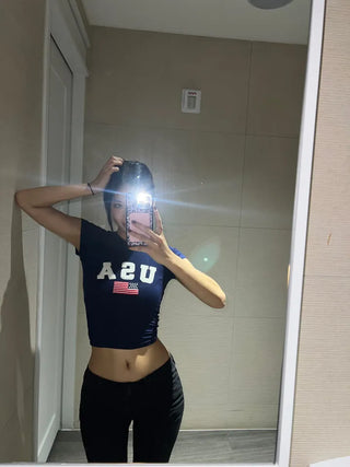USA Poggle Letter Crop Tee