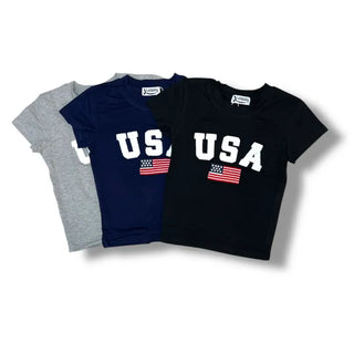 USA Poggle Letter Crop Tee