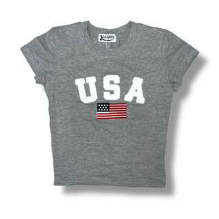 USA Poggle Letter Crop Tee