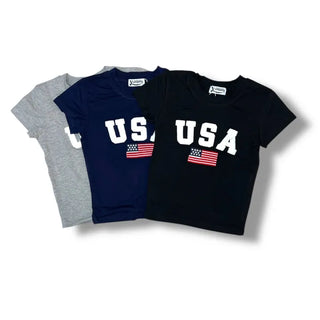 USA Poggle Letter Crop Tee
