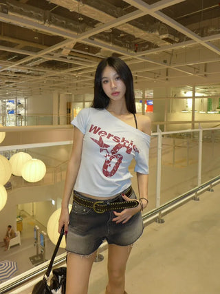 Number 6 Crop Off-Shoulder