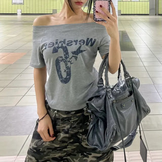 Number 6 Crop Off-Shoulder