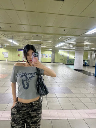 Number 6 Crop Off-Shoulder