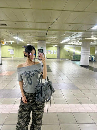 Number 6 Crop Off-Shoulder