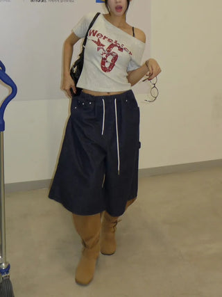 Number 6 Crop Off-Shoulder