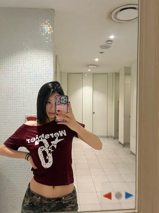 Number 6 Crop Off-Shoulder