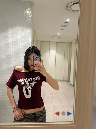 Number 6 Crop Off-Shoulder