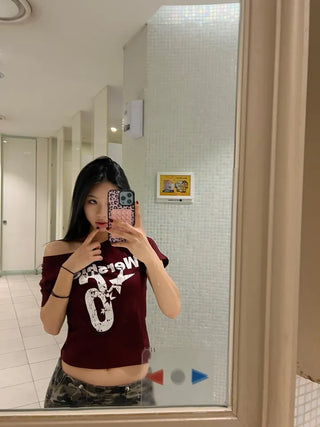 Number 6 Crop Off-Shoulder