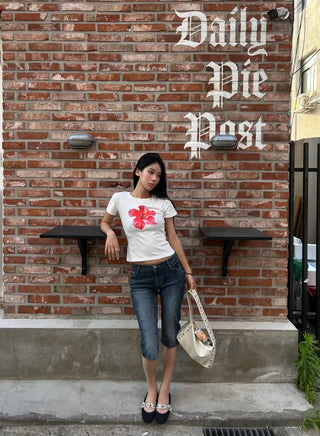 Denim cut slim capri pants
