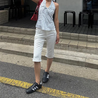 Mada stripe halter neck blouse
