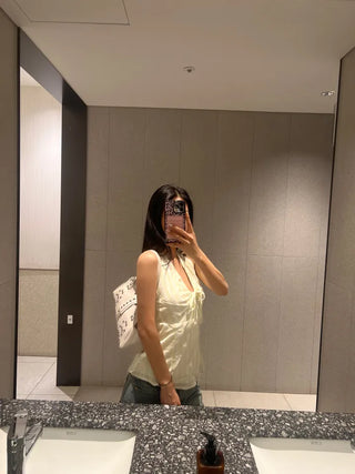 Mada stripe halter neck blouse