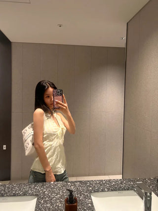 Mada stripe halter neck blouse