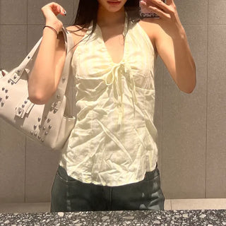 Mada stripe halter neck blouse