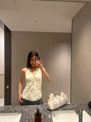 Mada stripe halter neck blouse