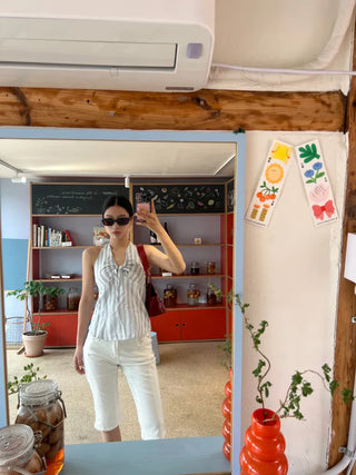 Mada stripe halter neck blouse