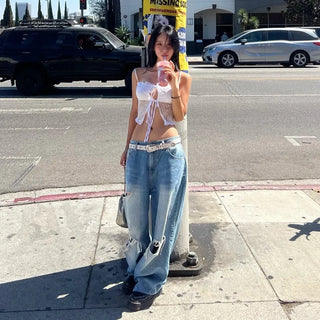 Lace ribbon top