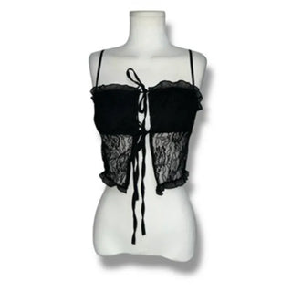 Lace ribbon top