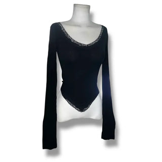 Delluna Unbalanced Lace T-Shirt