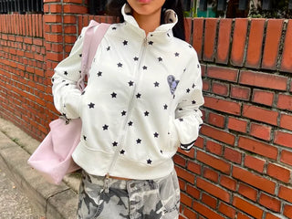 Star line track crop jacket