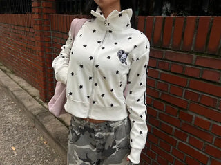 Star line track crop jacket