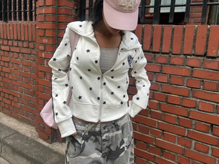 Star line track crop jacket