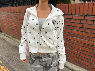 Star line track crop jacket