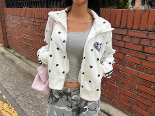 Star line track crop jacket