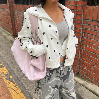 Star line track crop jacket