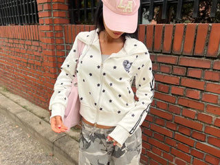 Star line track crop jacket