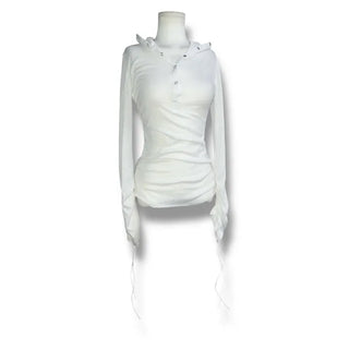 Katie See-Through Long-Sleeve Hooded Top