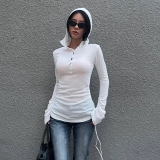 Katie See-Through Long-Sleeve Hooded Top