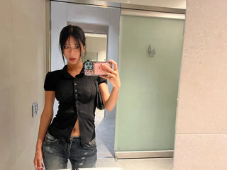 Volume see-through puff blouse