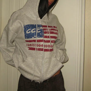 AAA USA Overfit Hooded Zip-up