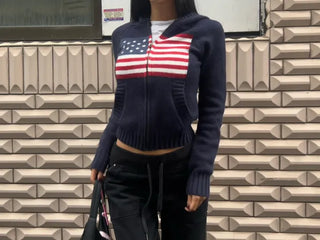 States Knit Boucle Hooded Zip-Up