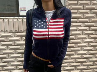 States Knit Boucle Hooded Zip-Up