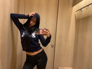 Union Jack bouclé knit hooded zip-up