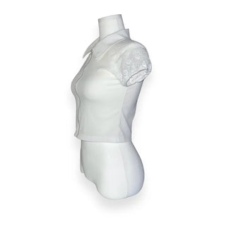 Sabae Lace Short Sleeve Collar Zip-Up
