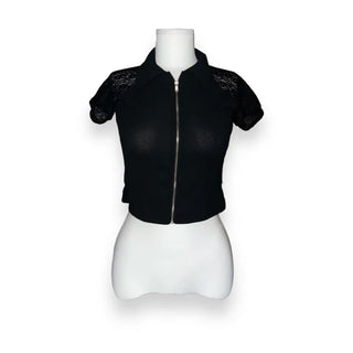 Sabae Lace Short Sleeve Collar Zip-Up
