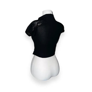 Sabae Lace Short Sleeve Collar Zip-Up
