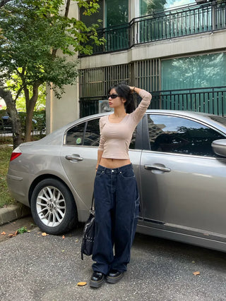 Tantan basic round semi-crop tee
