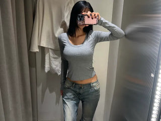 Tantan basic round semi-crop tee