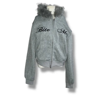 Bite me two-way fleece hooded zip-up